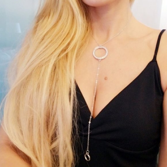 SILVER DAINTY "Y" SHAPED NECKLACE - Picture 2 of 5